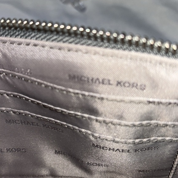 Michael Kors Mini Silver Metallic Pouchette Bag - Picture 5 of 11